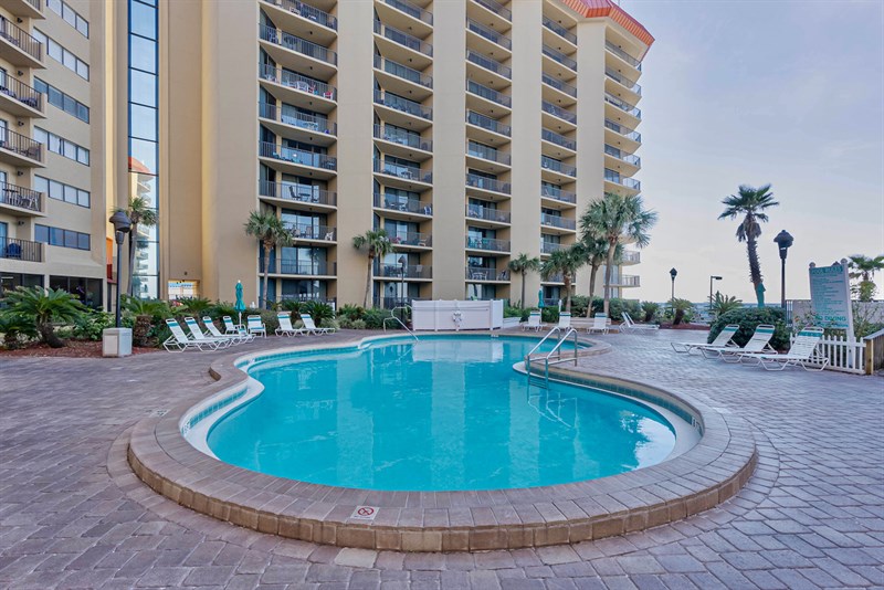 Our condo is the far left ground floor of the "B" building;  walk right out to the pools/beach