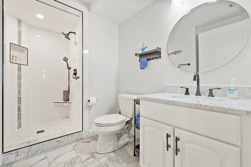 Fully updated guest bath with beautiful walk-in shower